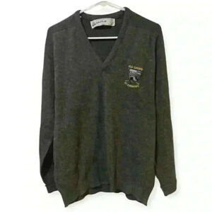 Lyle Scott Lambswool Men's Sweater Gray L 44 Vintage Golf Old Course Andrews